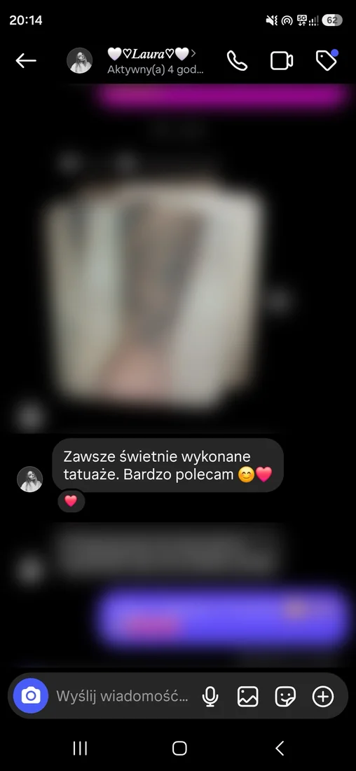 Zrzut oryginalnej wiadomości z opinią od Laura
