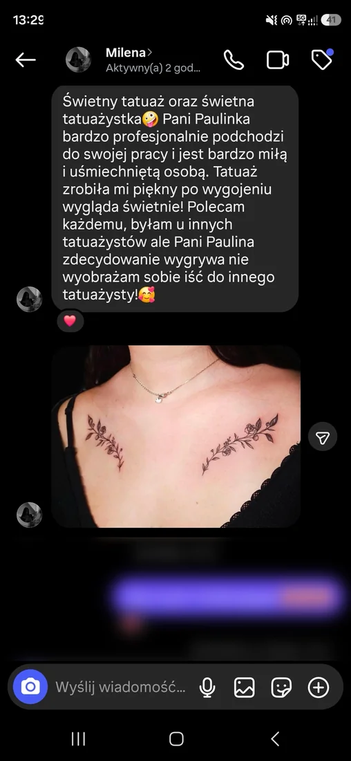 Zrzut oryginalnej wiadomości z opinią od Milena